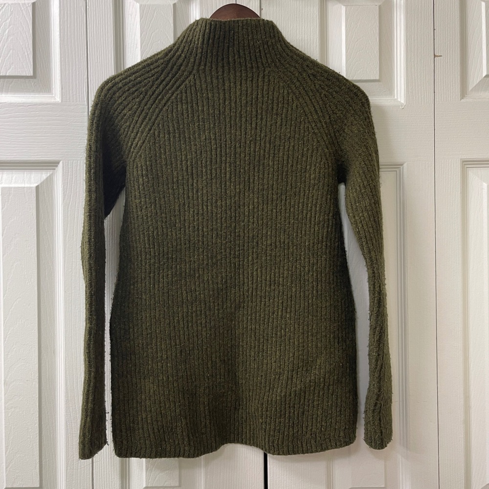Madewell Sweater Womens XXS Green Northfield Mockneck Ribbed Wool Blend H3339 - Picture 2 of 7